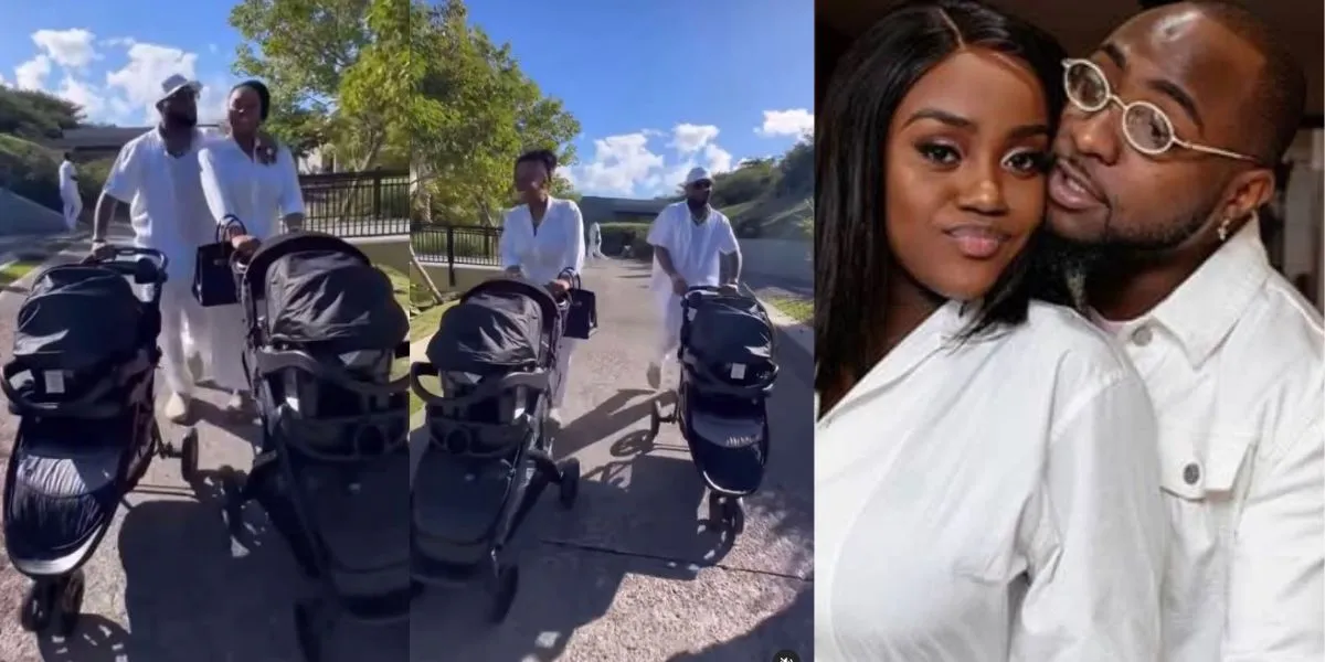 Davido And Chioma Spotted Together On Vacation With Their Twin Babies