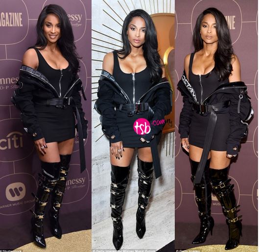 Ciara Sizzles In Cleavage-Baring Black Mini Dress