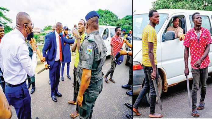 Sanwo-Olu-convoy-arrests-Lagos-traffic-robbers-tsbnews