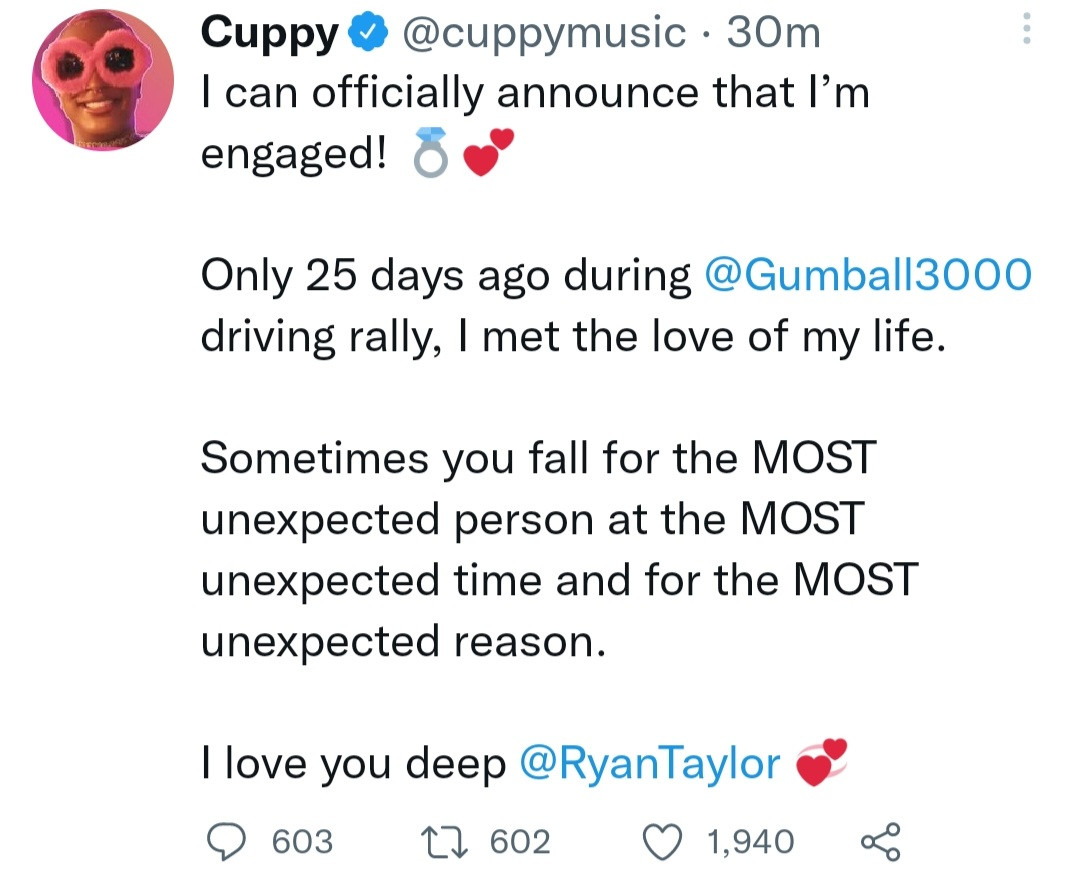DJ Cuppy reveals she met her fiance only 25 days ago amid evidence he was with another woman days before he proposed to her0A0Atsbnews.com7 85f