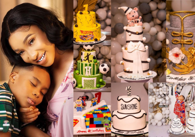 Tonto Dikeh marks-sons 7th birthday with 7 cakes
