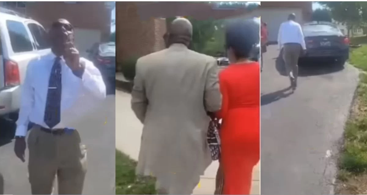Woman confronts husband of 22 years at his side chic’s house