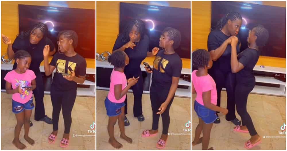 'You talk too much' Mercy Johnson’s Daughters tackle her in TikTok Video