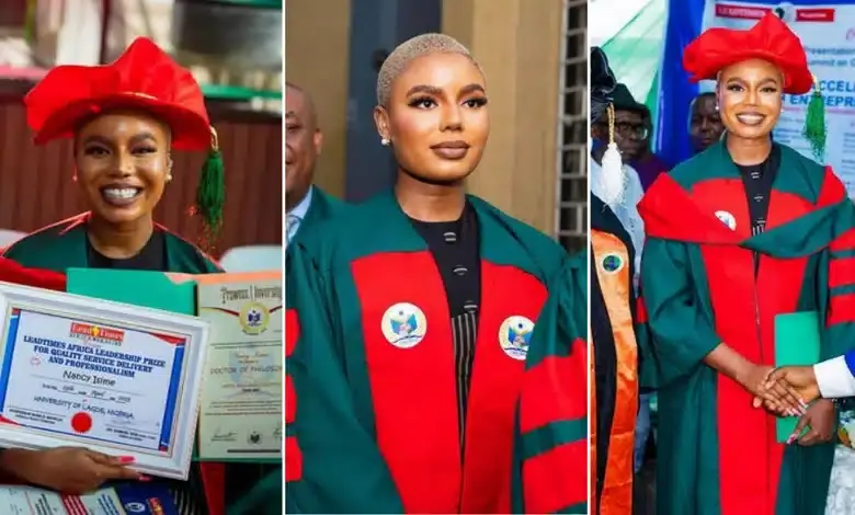 Congratulatory messages pour in as Nancy Isime bags doctorate degree despite not having a bachelor’s degree (Video)