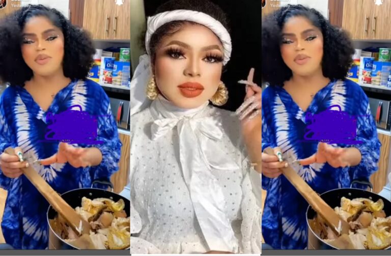 I cook with table water only – Bobrisky brags as he shows off cooking skills (Video)