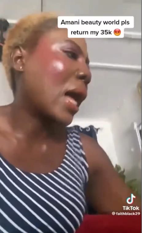 Lady asks for a refund from her makeup artist over badly done N35k makeup she got (Video)