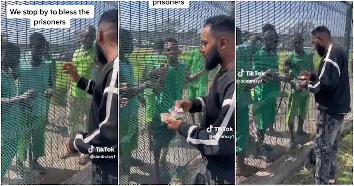 Video shows kind Nigerian man sharing his money to prisoners