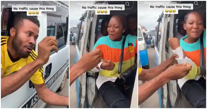 Bus driver begs female passenger in another vehicle as he proposes to her in traffic (Video)