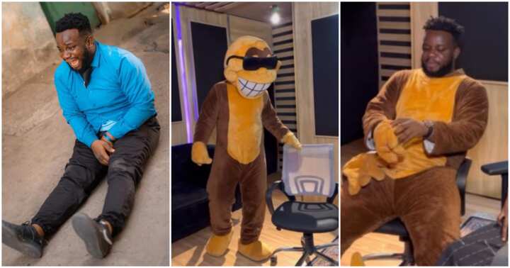 “Comedy No Dey Pay” – Sabinus doubles his hustle as he rocks a mascot costume at an event