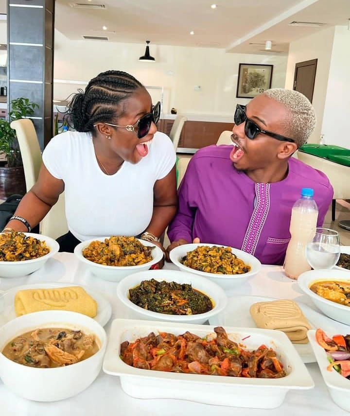Enioluwa shares photos of him and Hilda Baci eating 7 Akwa-Ibom dishes together