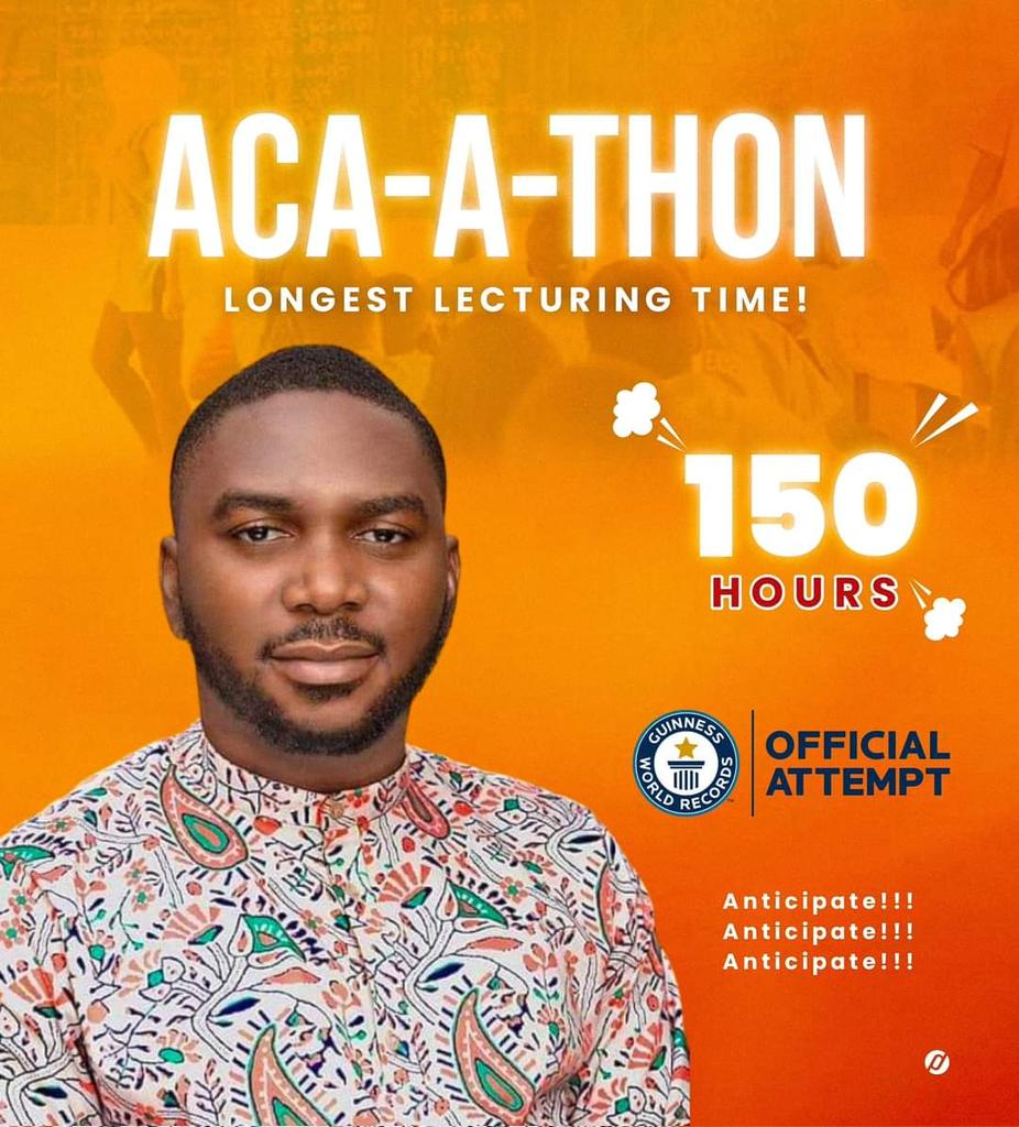 FUOYE lecturer sets to lecture for 150 hours to break Guinness world record, calls it Aca-a-thon