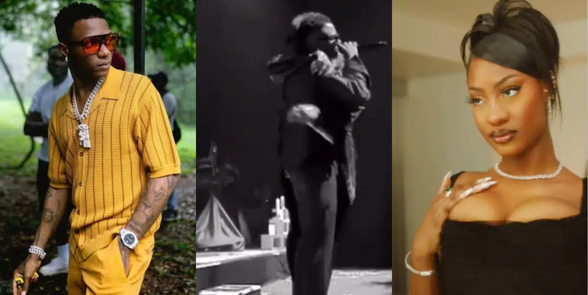 Drama as Wizkid refuses Tems to hug him onstage (Video)