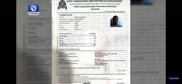 JAMB shares ‘original’ result of Ejikeme Mmesoma