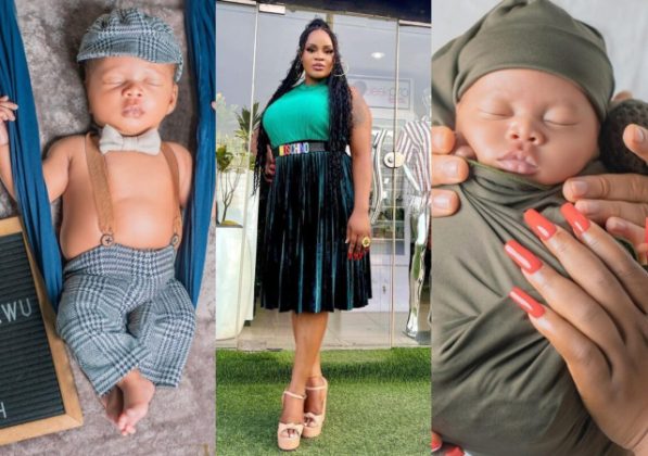 “He’s so chubby & adorable”- Uche Ogbodo gushes over newborn son as she finally shows him off, reveals his name