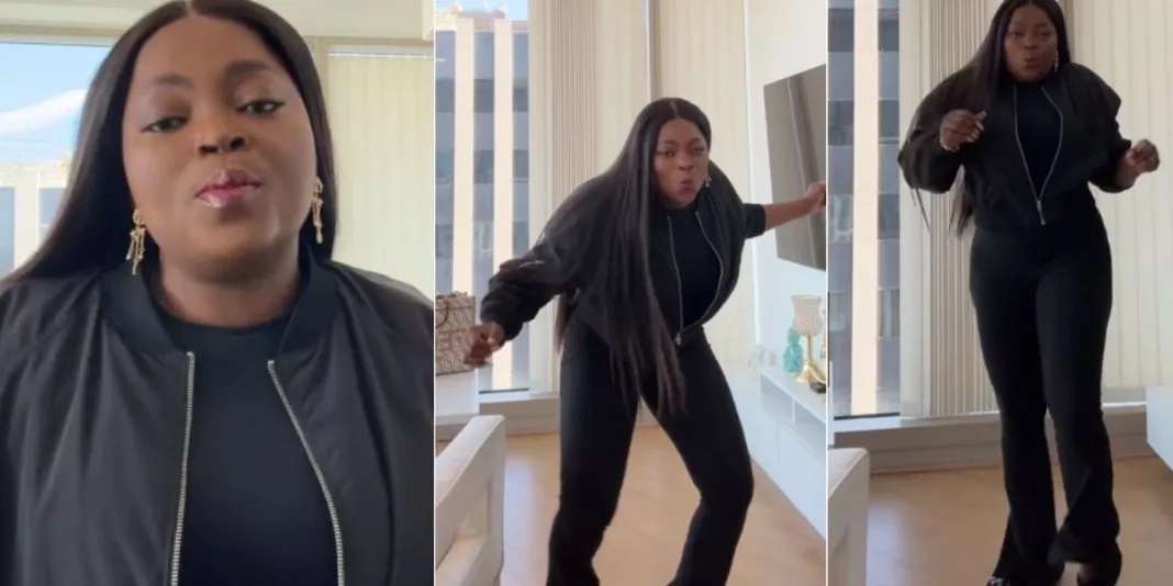Funke Akindele sings Davido’s verse on Twe Twe remix word for word, shows off dance moves, (Video)