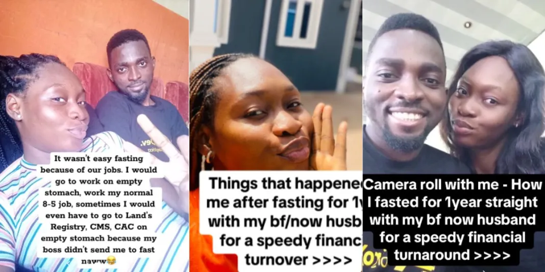 Nigerian lady who fasted for 1 year rejoices as boyfriend gets dollar-paying job, becomes house owner (Video)