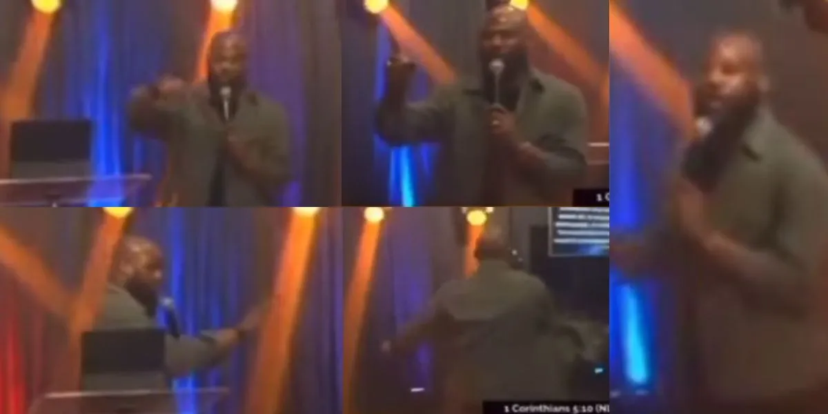 Drama Nigerian pastor stops sermon to celebrate Nigeria’s win against South Africa (Video)