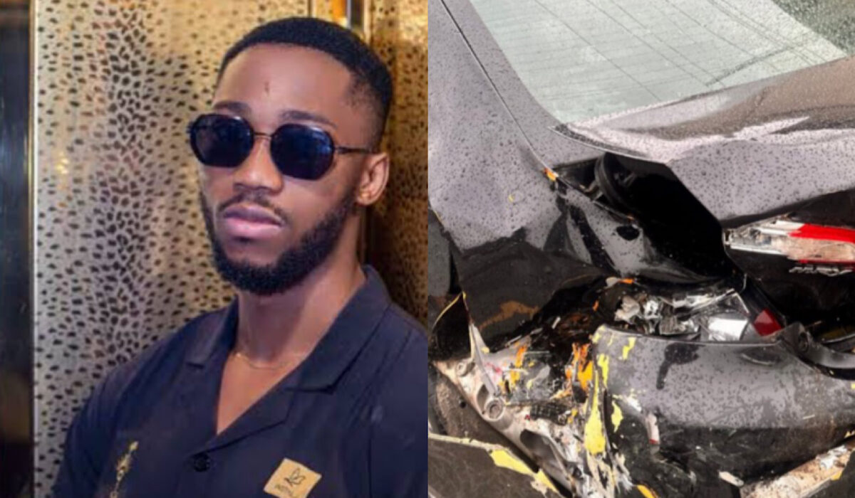 Reality star Dotun cries out after getting his car bashed by the Nigerian police