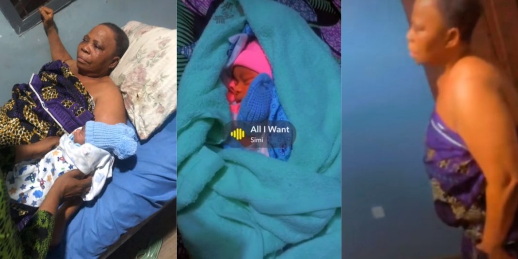 Elderly woman delivers child after many years of waiting (Video)