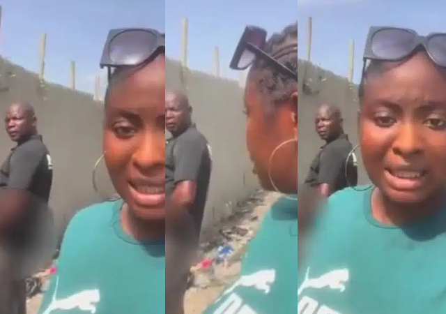 Netizens react as lady records a man urinating by the roadside (Video)