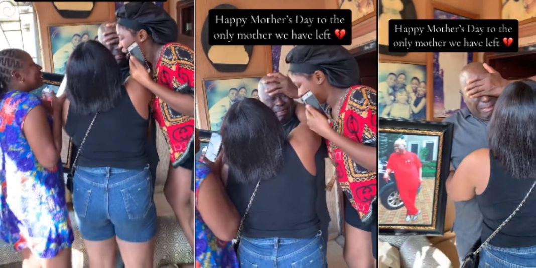 Nigerian father cries uncontrollably as daughters celebrate him on mother’s day, surprise him with gifts (Video)