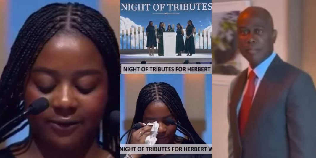 Tochi Wigwe breaks down in tears as she renders tribute to her dad, Herbert Wigwe (Video)