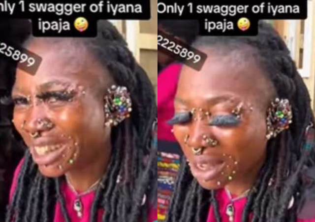 “My pain is not a single earring is gold” - Woman’s multiple facial piercings give netizens tough time
