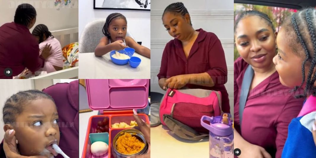 Video of a woman preparing her daughter for school goes viral online