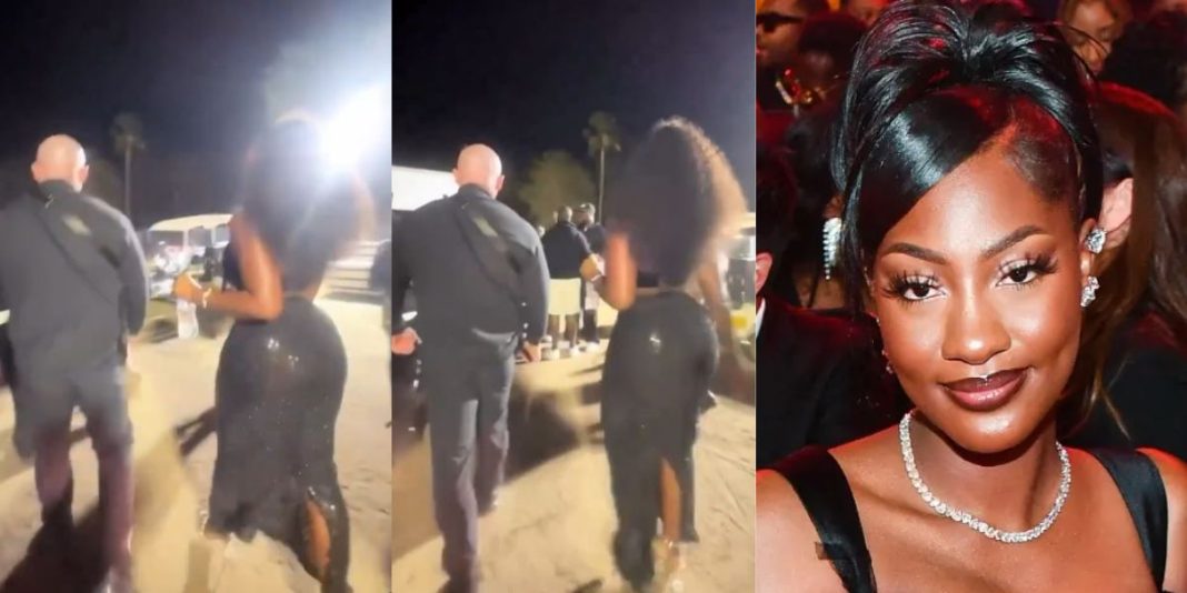 Watch the moment fans left drooling as the highly endowed Tems walks into her bus after her Coachella performance