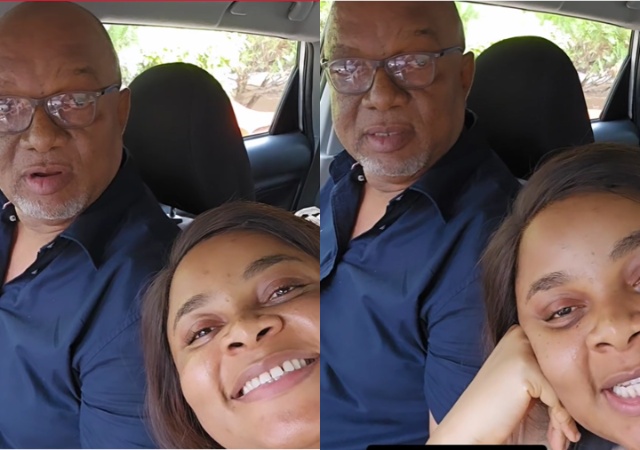 “Who’s your love” – Bimbo Ademoye’s dad asks as actress teases him
